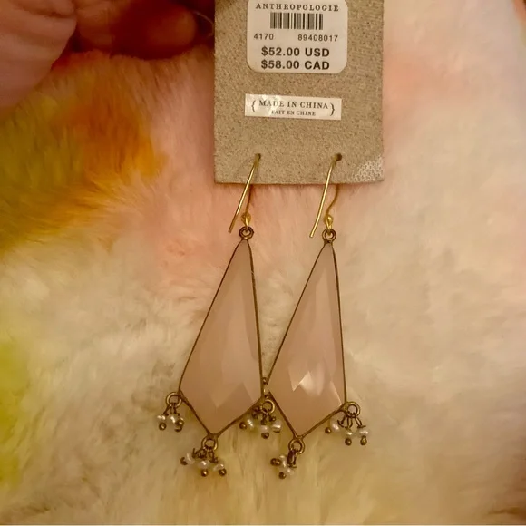 Anthropologie Rose Quartz tEarrings - Picture 4 of 6